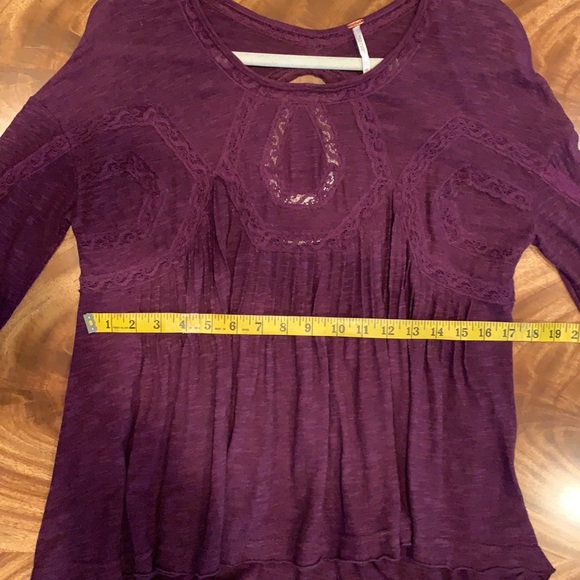 Free People Size XS US Stretch Cotton Jersey and Lace Top in Color Eggplant - Picture 14 of 14